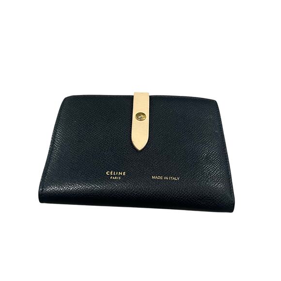 Celine Handbags - Celine Bi-fold Black Leather Wallet Card Holder